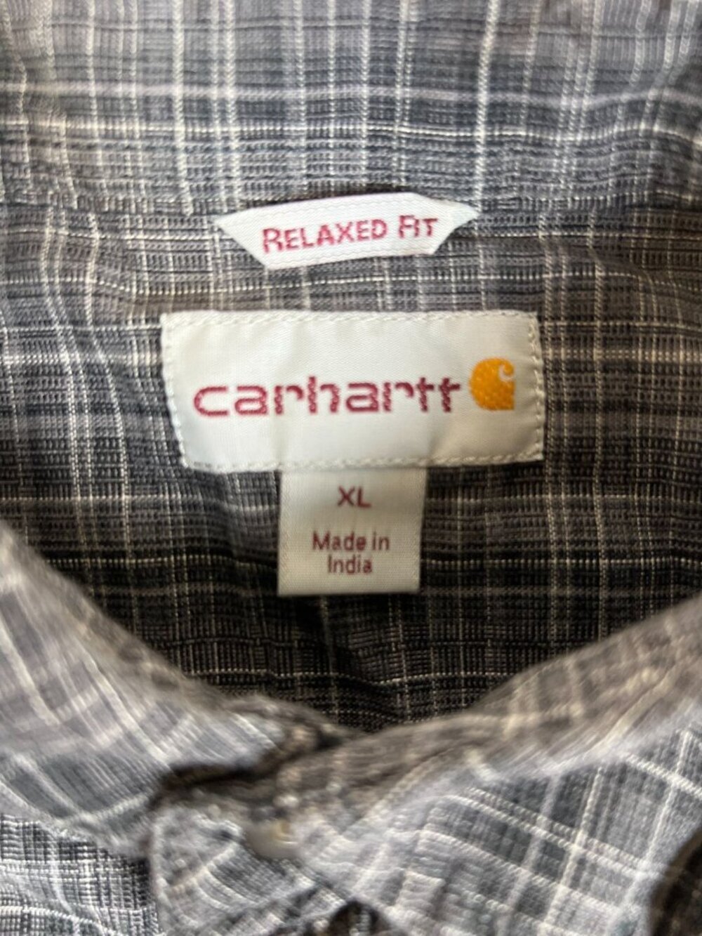 Carhartt Men XL Regular Gray Plaid Relaxed Fit Long Sleeve Cotton Work Shirt - Picture 3 of 9